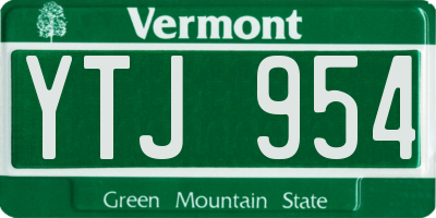 VT license plate YTJ954