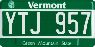 VT license plate YTJ957