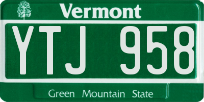 VT license plate YTJ958