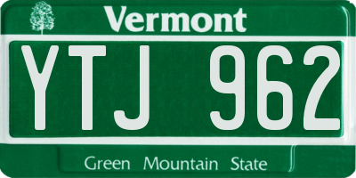 VT license plate YTJ962