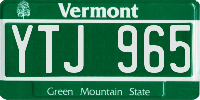 VT license plate YTJ965