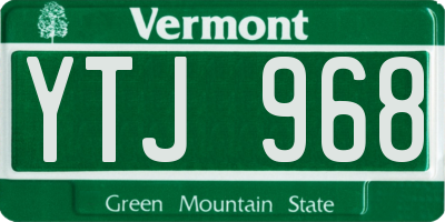 VT license plate YTJ968
