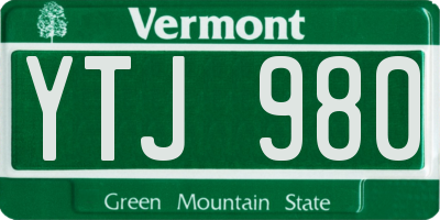 VT license plate YTJ980