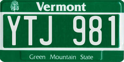 VT license plate YTJ981