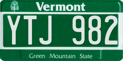 VT license plate YTJ982