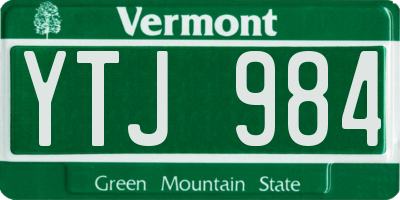 VT license plate YTJ984