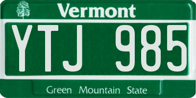 VT license plate YTJ985
