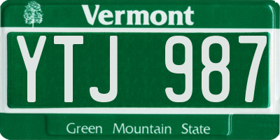 VT license plate YTJ987