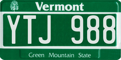 VT license plate YTJ988