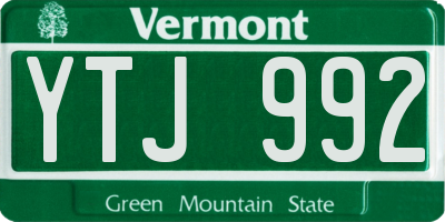 VT license plate YTJ992