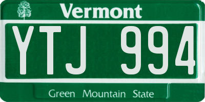 VT license plate YTJ994