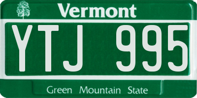 VT license plate YTJ995