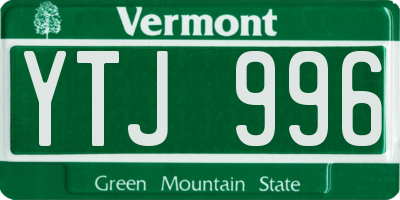 VT license plate YTJ996