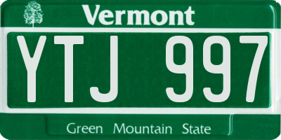 VT license plate YTJ997