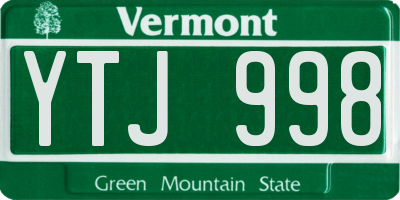 VT license plate YTJ998