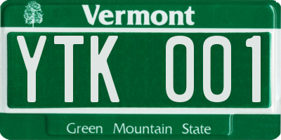 VT license plate YTK001
