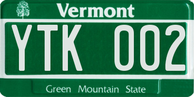 VT license plate YTK002