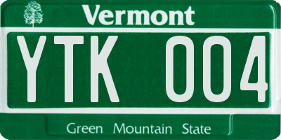 VT license plate YTK004