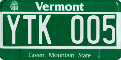 VT license plate YTK005