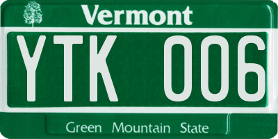 VT license plate YTK006