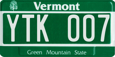 VT license plate YTK007