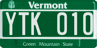 VT license plate YTK010