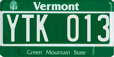 VT license plate YTK013