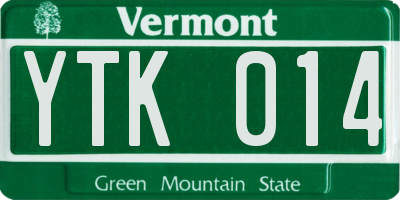 VT license plate YTK014