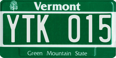 VT license plate YTK015