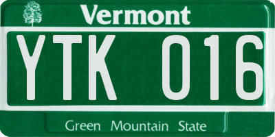 VT license plate YTK016