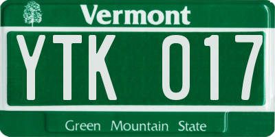 VT license plate YTK017