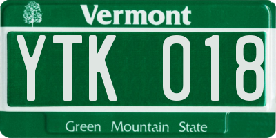VT license plate YTK018