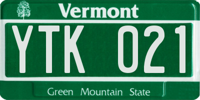 VT license plate YTK021