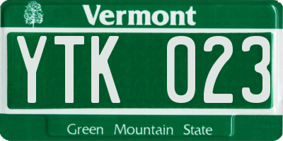 VT license plate YTK023