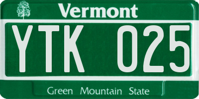VT license plate YTK025