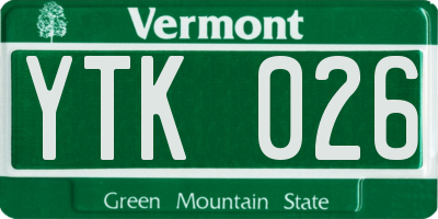 VT license plate YTK026