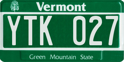 VT license plate YTK027