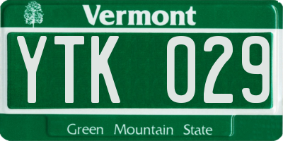VT license plate YTK029