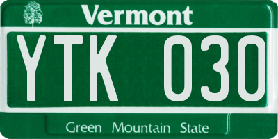 VT license plate YTK030