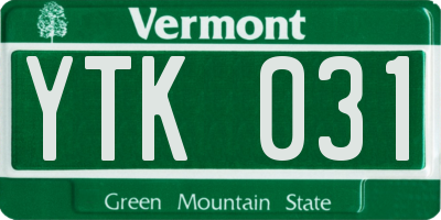 VT license plate YTK031