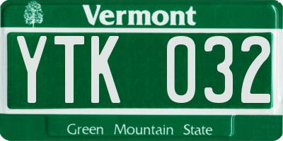 VT license plate YTK032