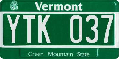 VT license plate YTK037