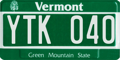 VT license plate YTK040