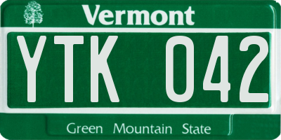 VT license plate YTK042
