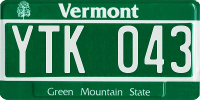 VT license plate YTK043