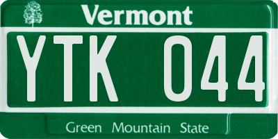 VT license plate YTK044