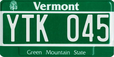 VT license plate YTK045