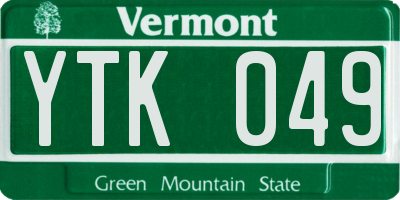 VT license plate YTK049