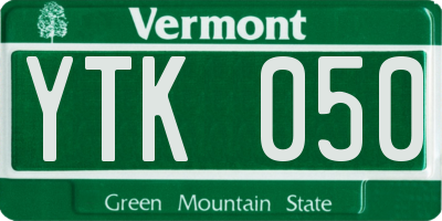 VT license plate YTK050