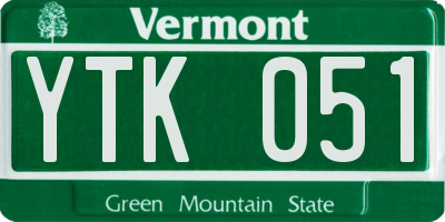 VT license plate YTK051